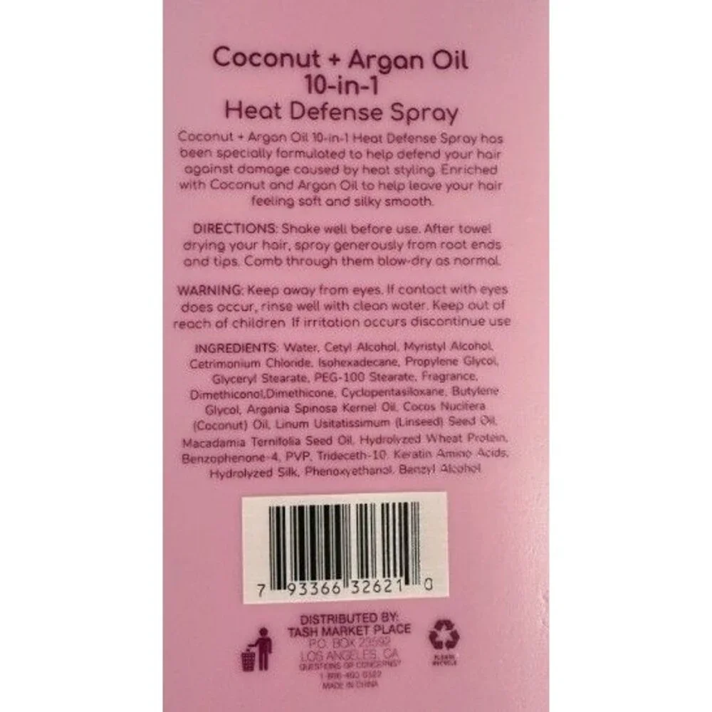 Dreamology 10-in-1 Heat Defense Spray Coconut Argan Oil Hair Protectant 12oz